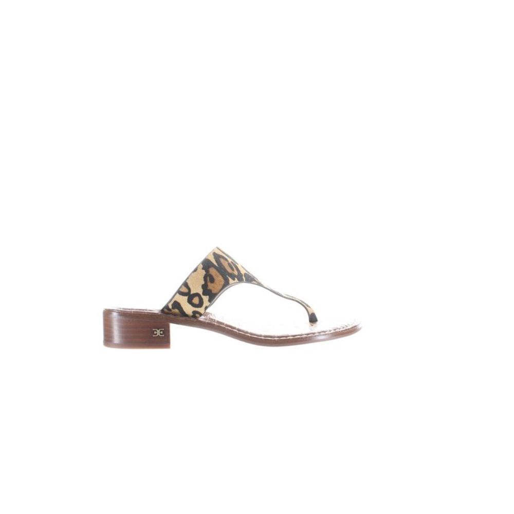 Sam Edelman Womens Jaynee Animal Print T-Strap Sandals Size 8.5 Medium (B, M)